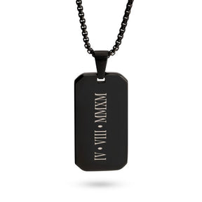 Engraved Black Onyx Necklace for Men