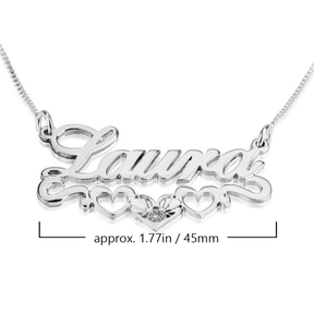 Birthstone Name Necklace with Underline Hearts