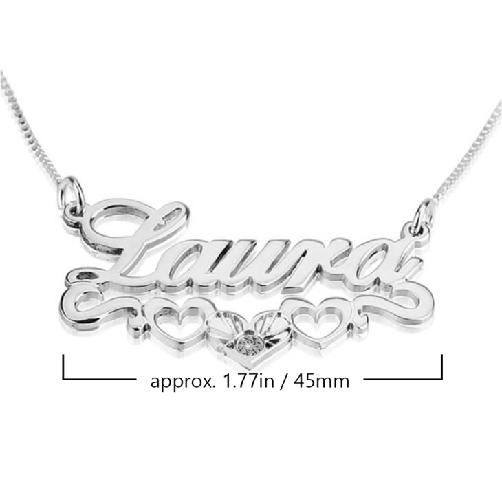 Birthstone Name Necklace with Underline Hearts