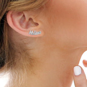 Curved Stud Name Earrings