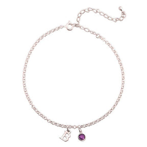 Personalized Initial Anklet with Birthstone